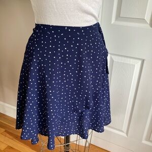 Emmelee. Star polka dots Blue Wrap Mini Skirt